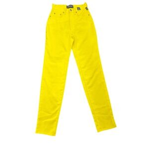 Versace‎ Jeans Couture Yellow Pants IT 42 US 28 Made In Italy Medusa Button
